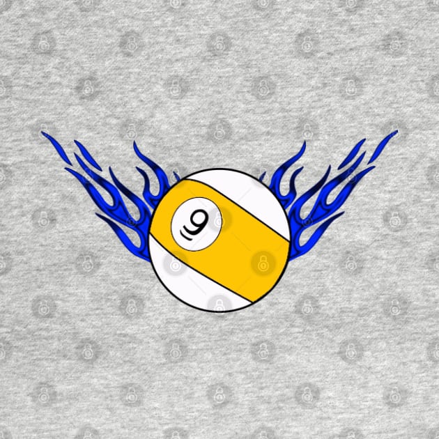 9 Ball with Blue Flames by What I See by Dawne
